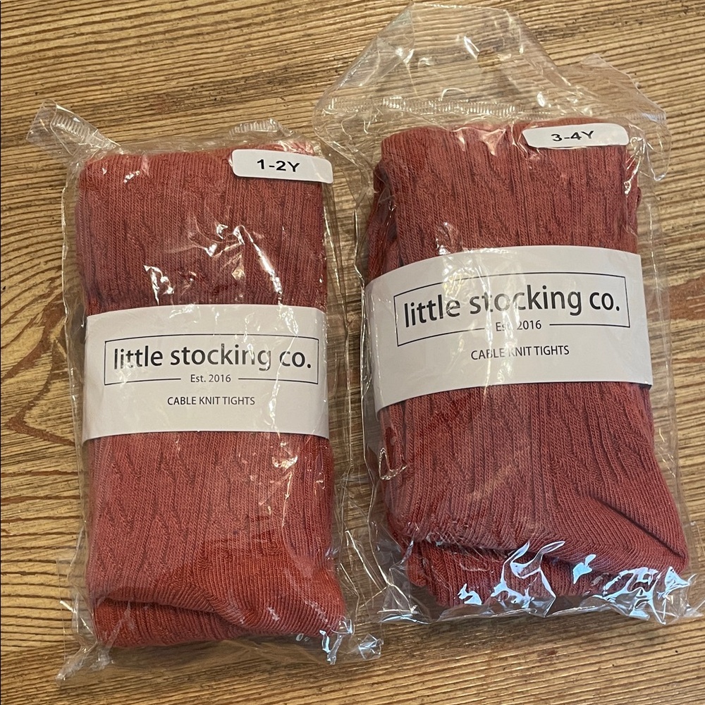 Little Stocking Co. Cable Knit Tights in Rust